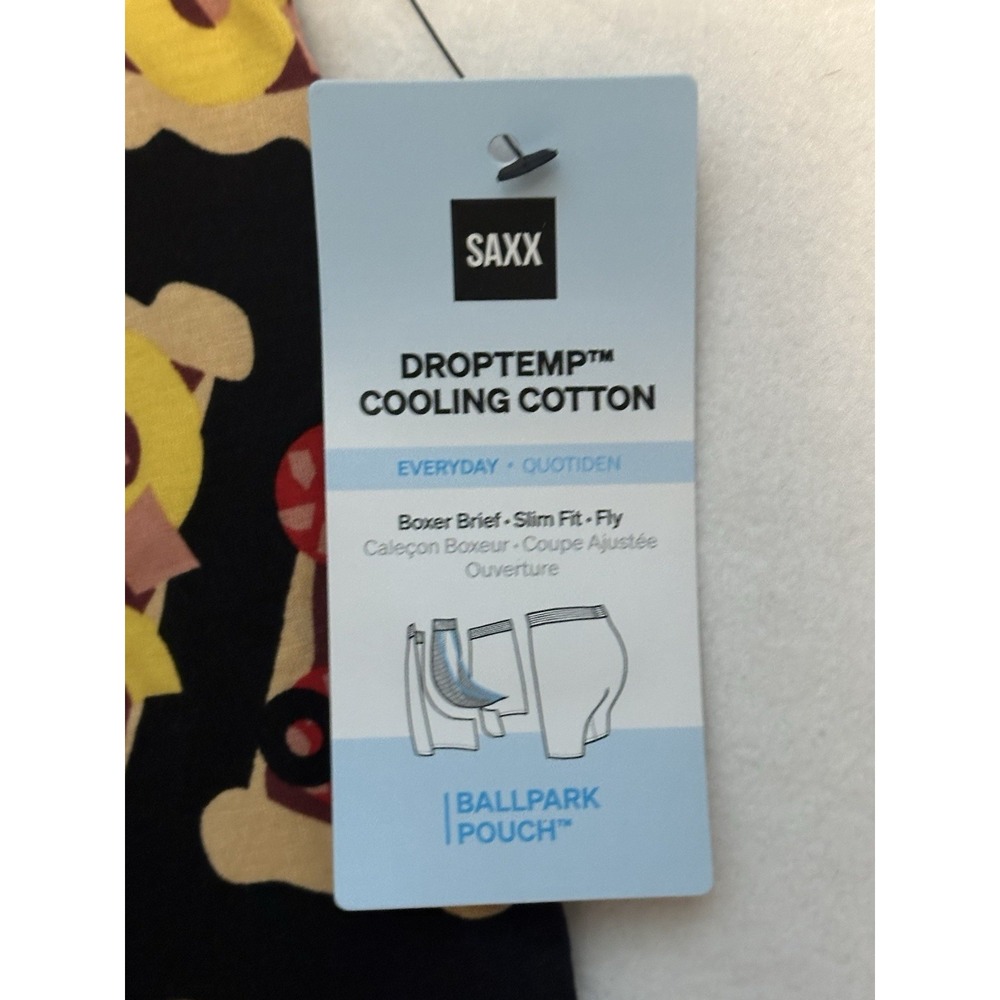 SAXX Cooling Cotton Boxer Brief 5"Men's Small NWT PIZZA Ballpark Pouch - Picture 9 of 10